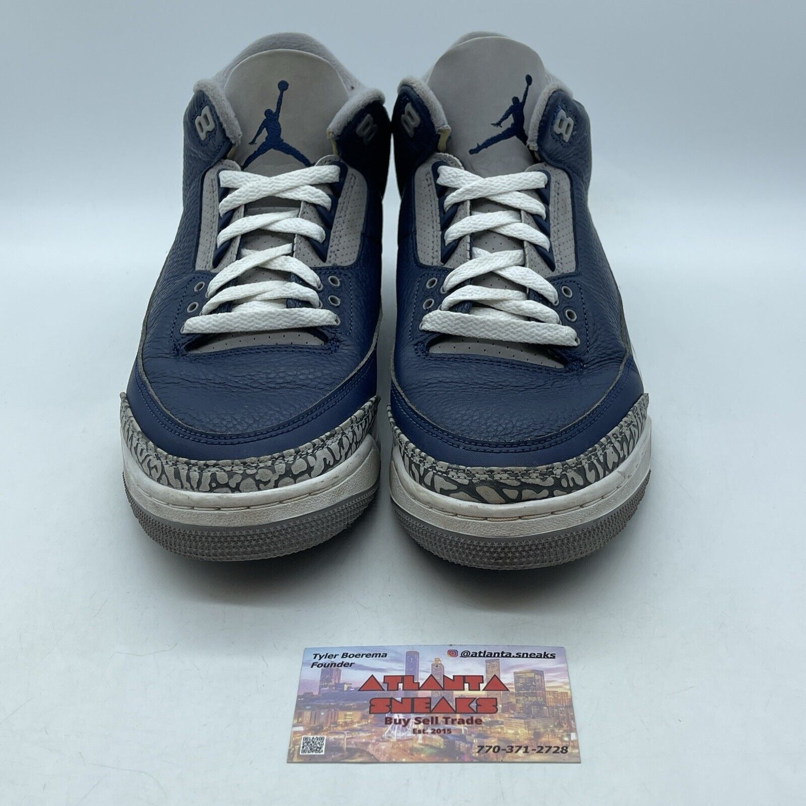 Size 9.5 - Jordan 3 Retro Blue White Leather Grey Suede (CT8532-401)