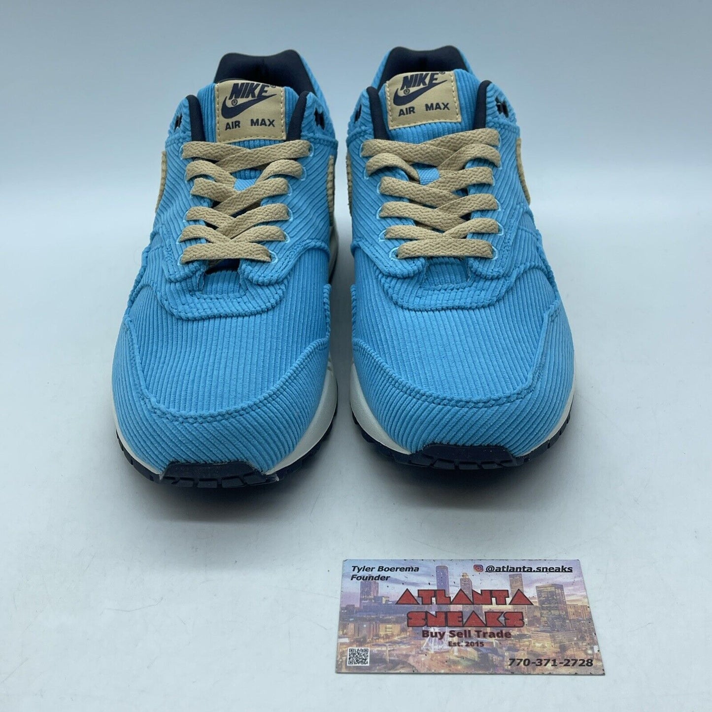 Size 9 - Nike Air Max 1 Premium Baltic Blue Corduroy Brown Suede (FB8915-400)