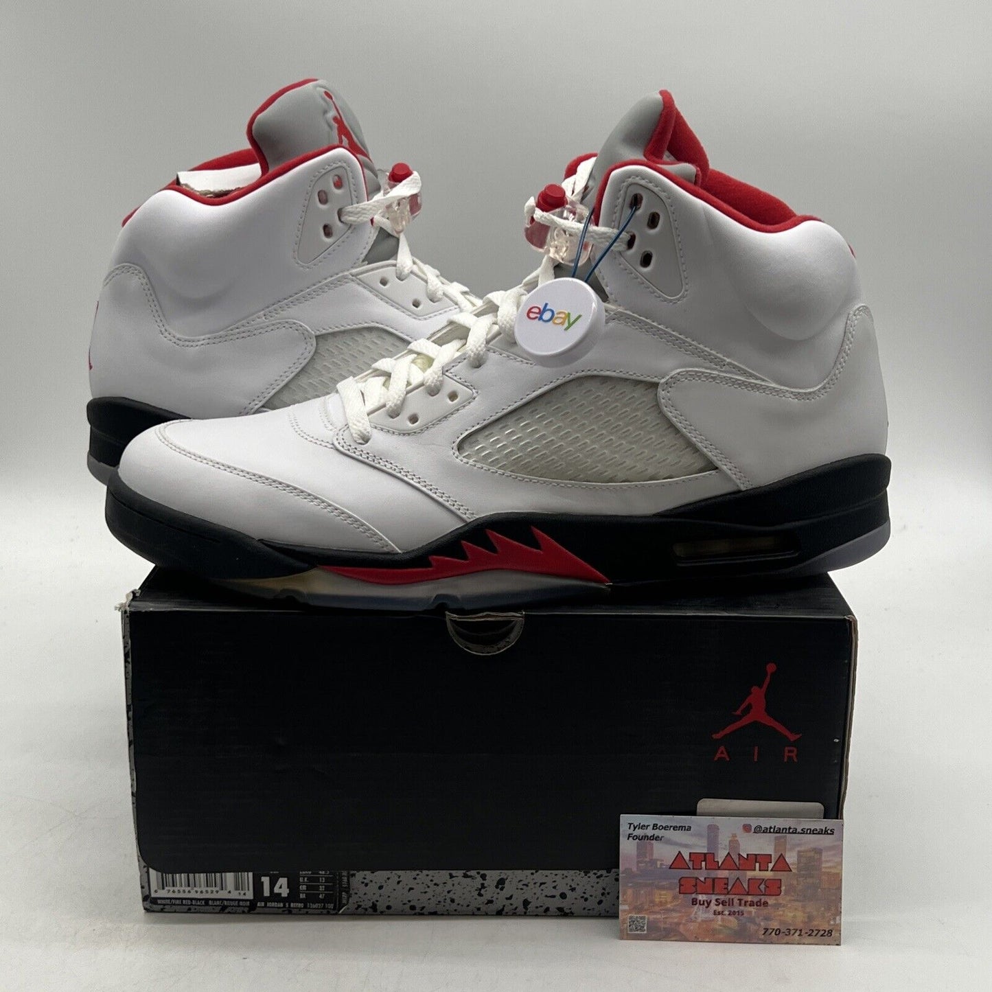 Size 14 - Air Jordan 5 Retro 2013 Fire Red Black White Leather (136027-100)