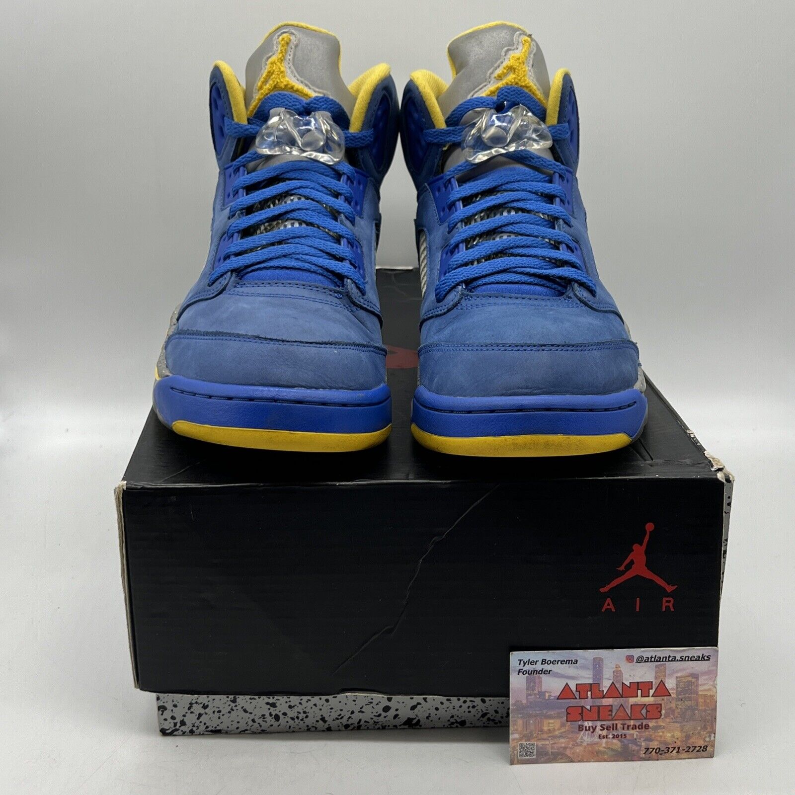 Size 9.5 - Air Jordan 5 Retro Laney Blue Yellow Suede