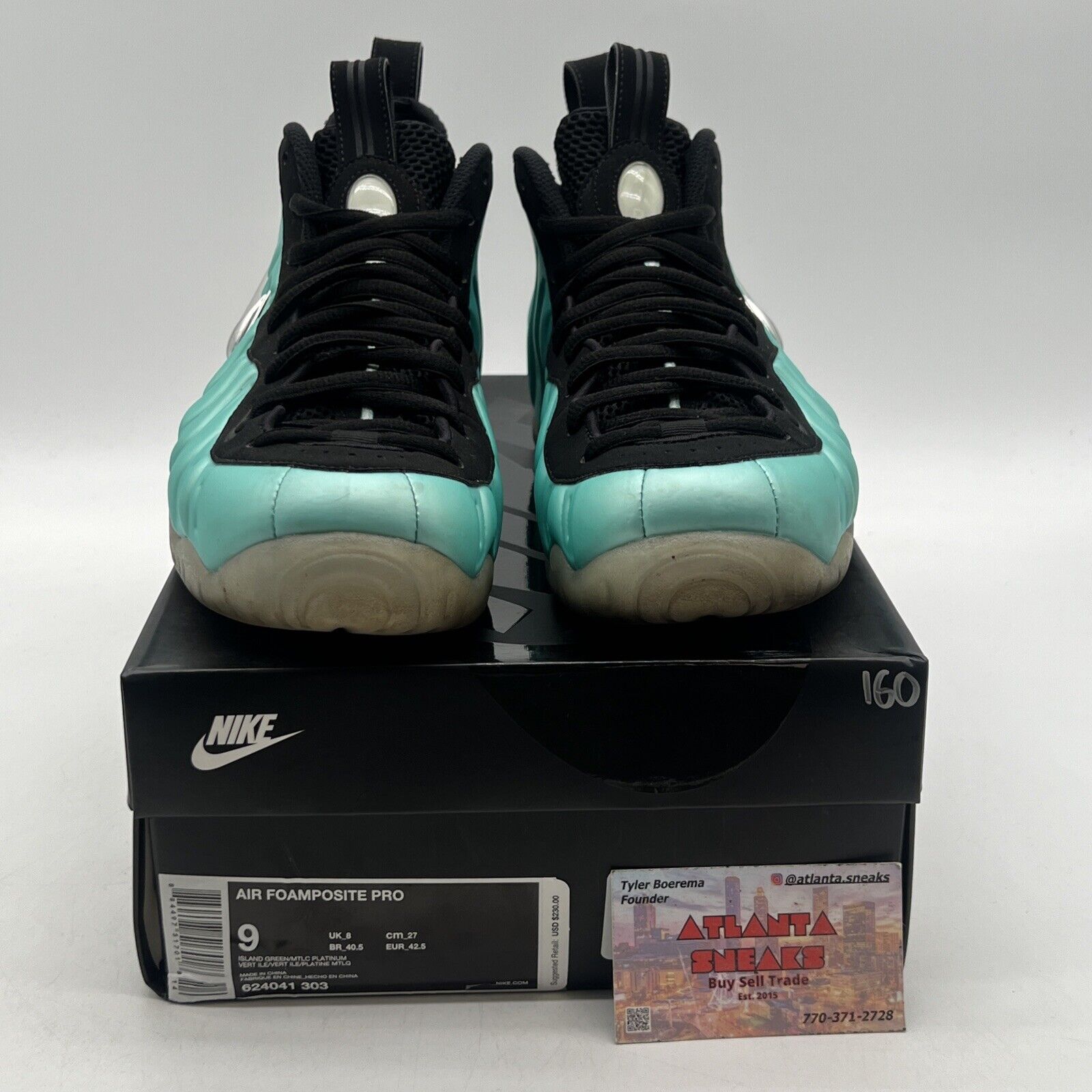 Size 9 - Nike Air Foamposite Pro Island Green Black Aqua (624041-303)