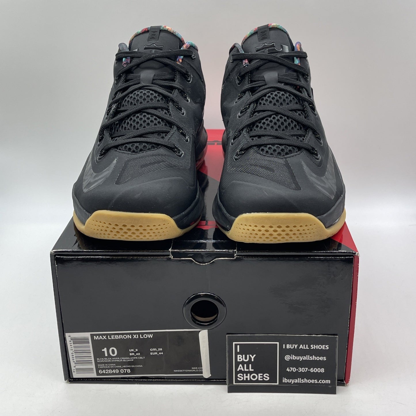 Size 10 - Nike Max LeBron 11 Low Gum Black Leather (642849-078)
