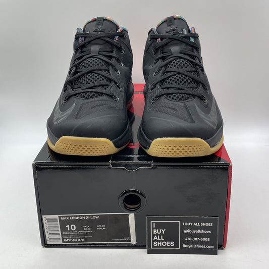 Size 10 - Nike Max LeBron 11 Low Gum Black Leather (642849-078)