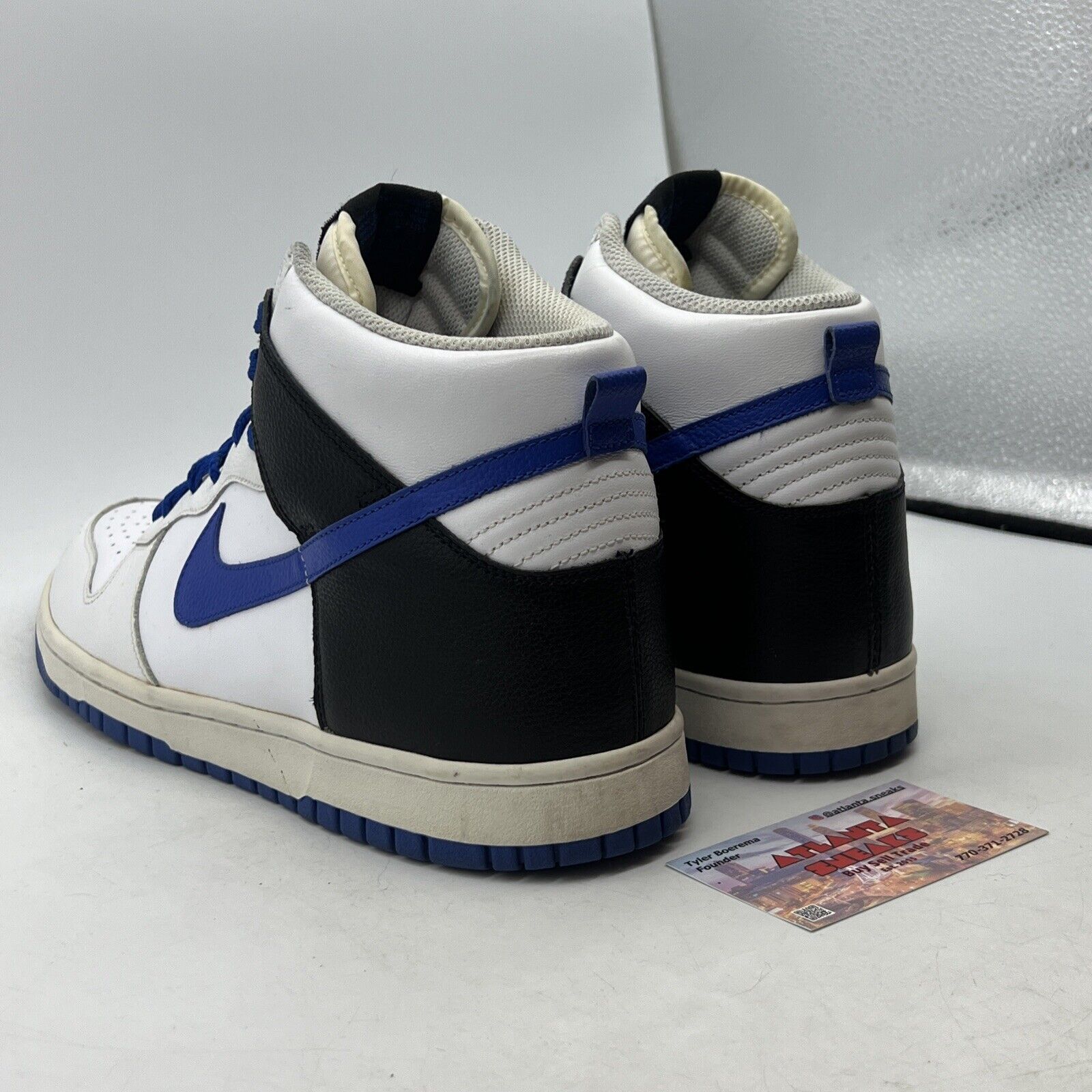 Size 11 - Nike Dunk High White - Black Blue Leather (317982-142)