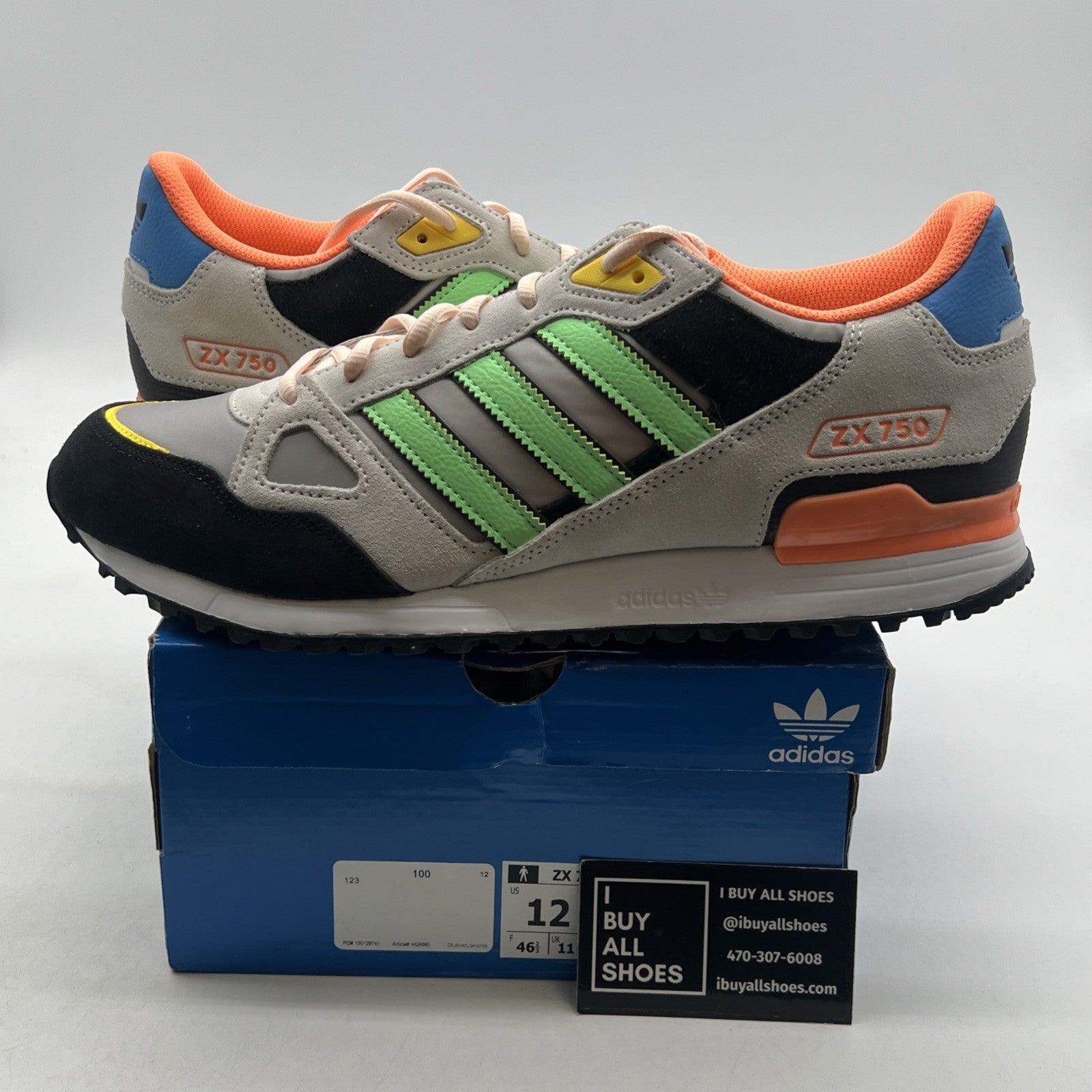 Size 12 - adidas ZX 750 White Beam Green Orange (HQ6680)