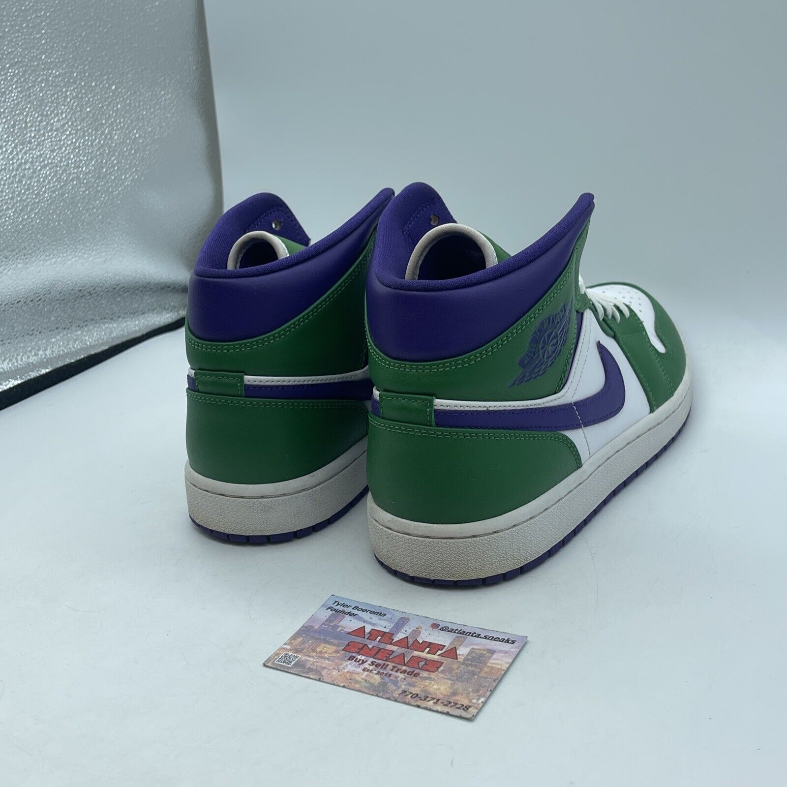 Size 10 - Air Jordan 1 Mid Hulk Purple Green White Leather (554724-300)