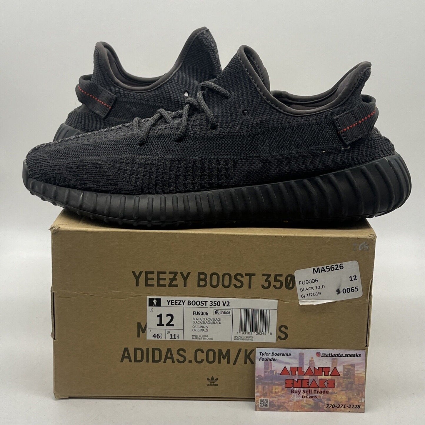 Size 12 - adidas Yeezy Boost 350 V2 Low Black Non-Reflective