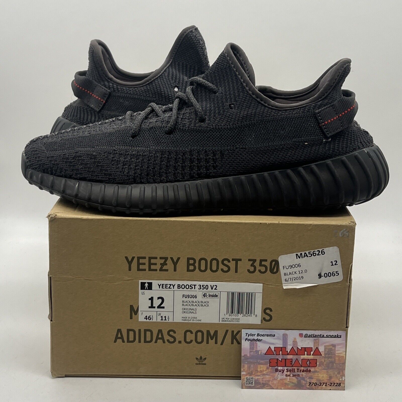 Size 12 - adidas Yeezy Boost 350 V2 Low Black Non-Reflective