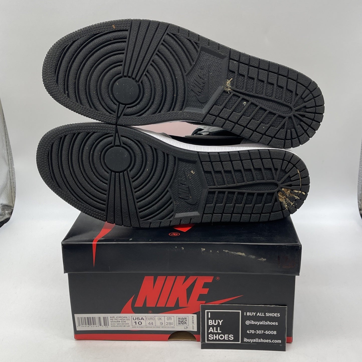 Size 10 - Jordan 1 Retro OG High Shadow 2.0 Grey Black Suede (555088-035)