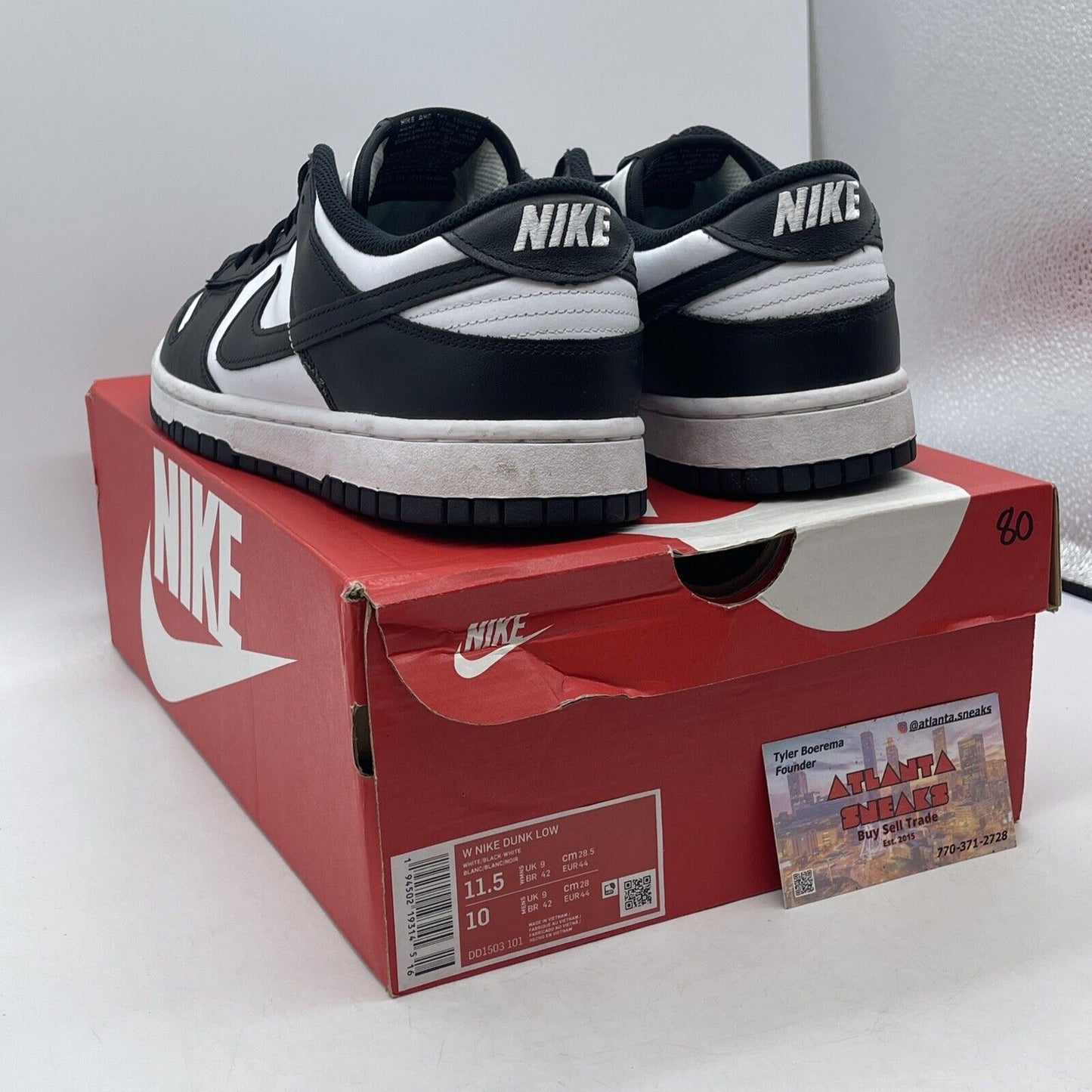Size 11.5W - Nike Dunk Low Black White Leather (DD1503-101)