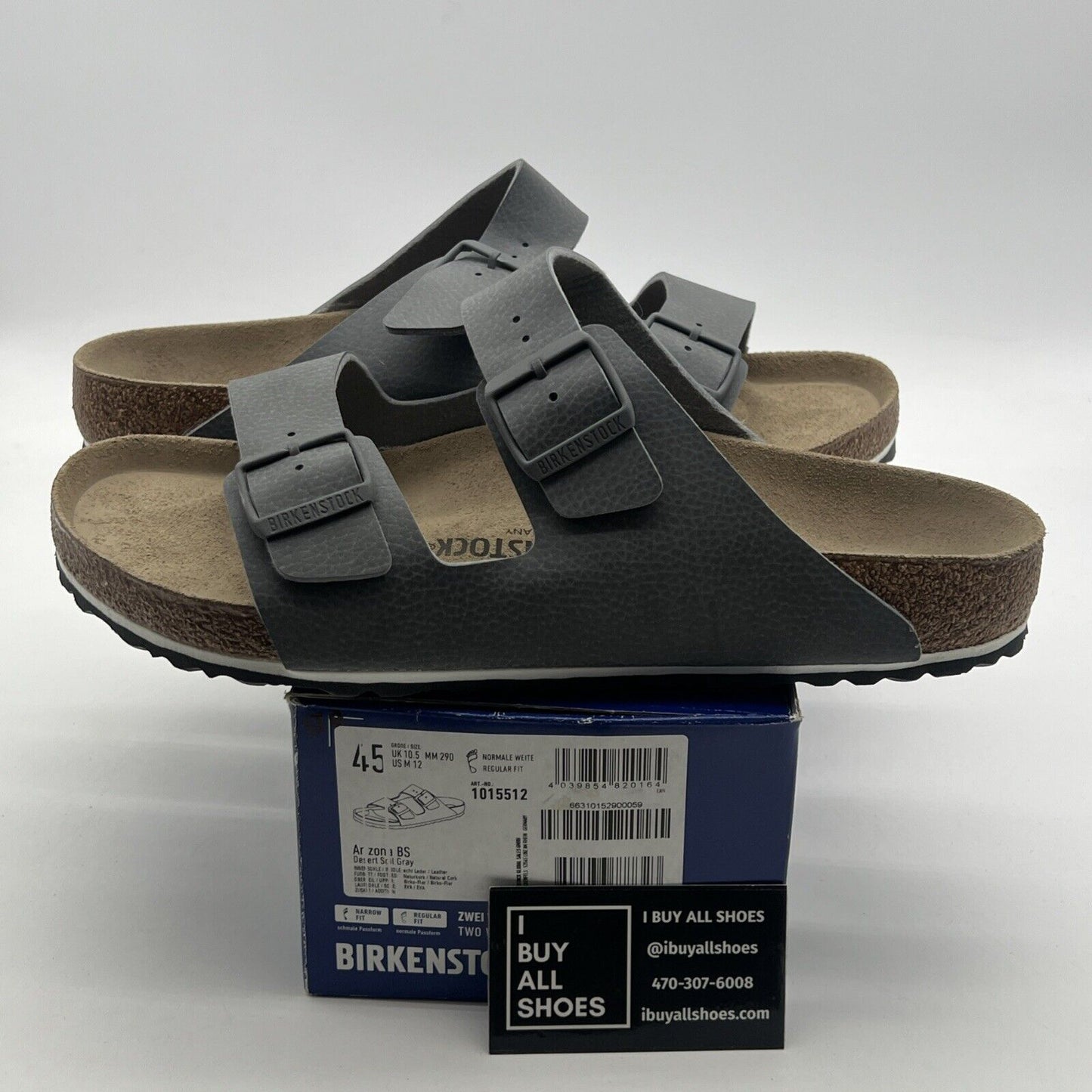 Size 12 - Birkenstock Arizona Bs Leather Unisex Shoes Color: Desert Soil Gray