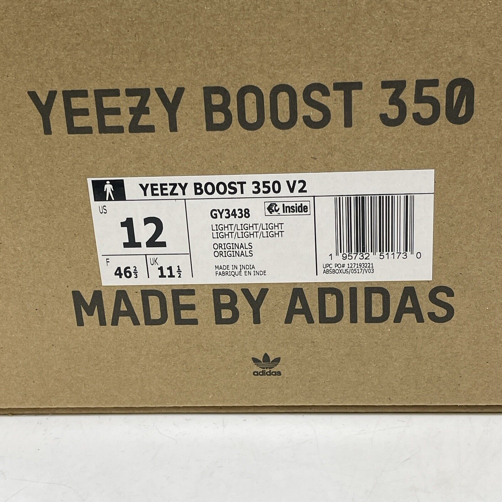 Size 12 - adidas Yeezy Boost 350 V2 Low Light White Suede (GY3438)