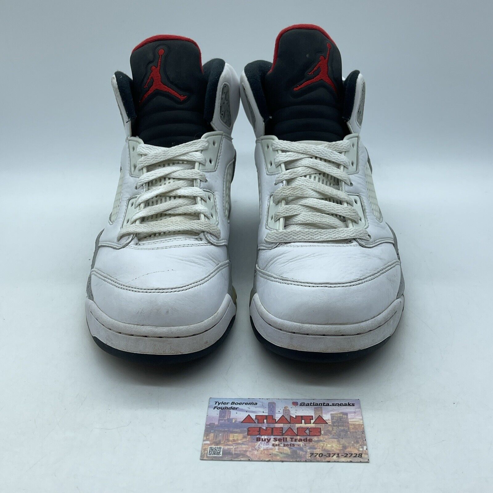 Size 9 - Air Jordan 5 Retro White Cement Grey Black Leather (136027-104)