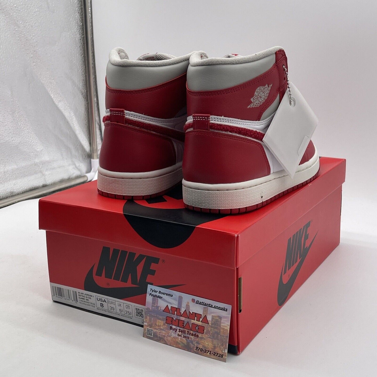 Size 8.5W - Air Jordan 1 OG High Newstalgia Chenille Red Leather (DJ4891-061)