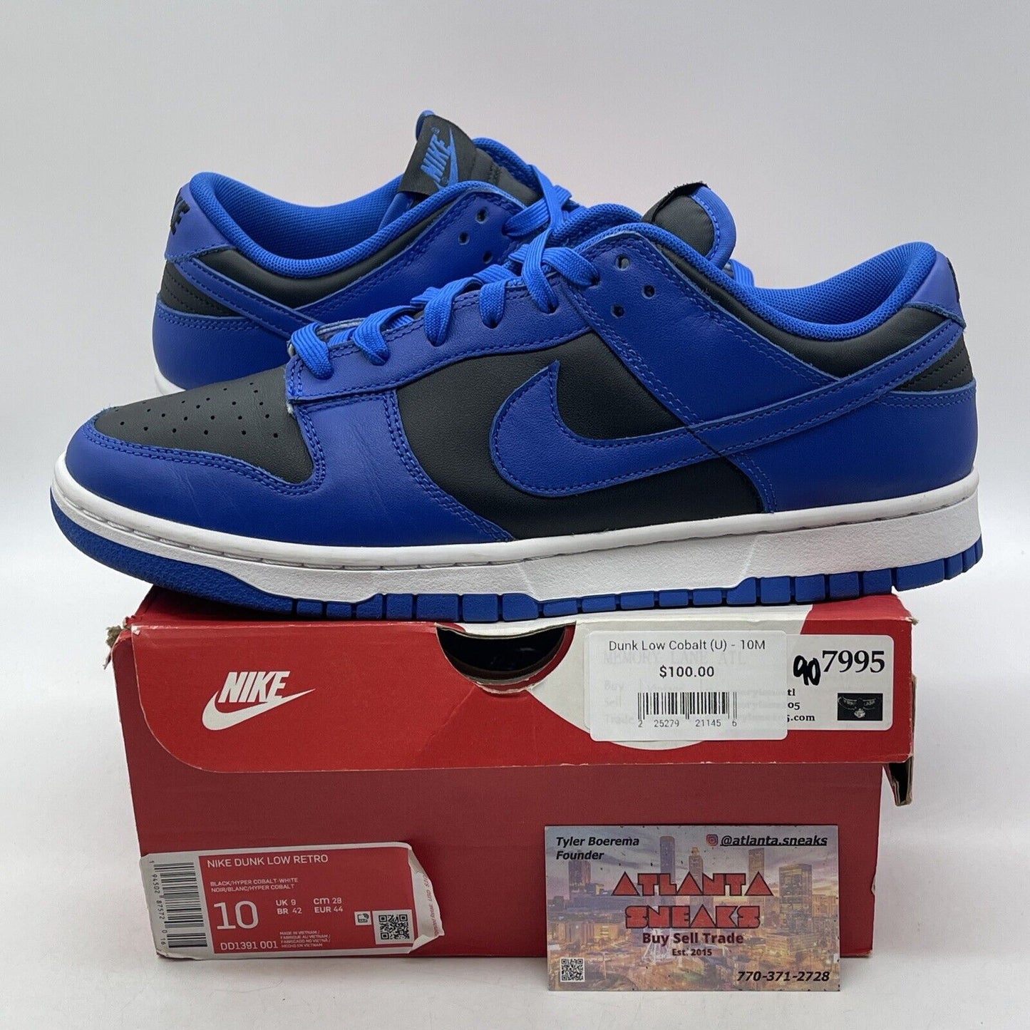 Size 10 - Nike Dunk Low Hyper Cobalt Blue Black White Leather (DD1391-001)