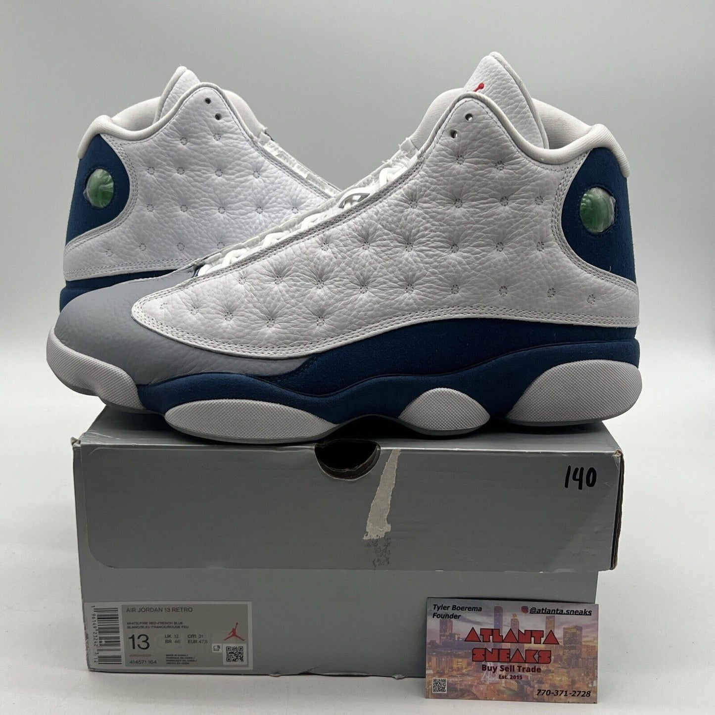 Size 13 - Jordan 13 Retro Mid French Blue White Grey Suede Leather (414571-164)