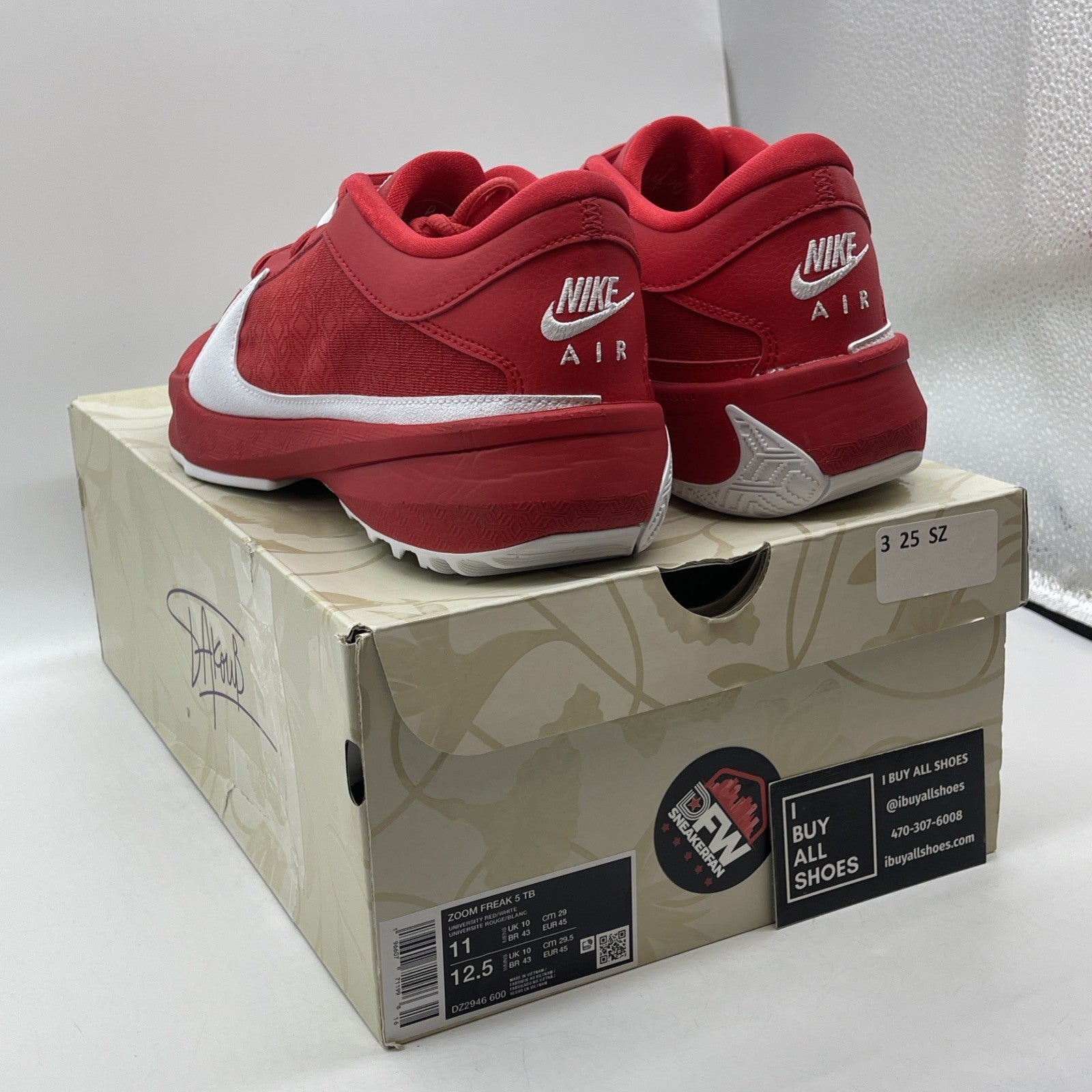Size 11 - Nike Zoom Freak 5 TB University Red White Suede Leather (DZ2946-600)