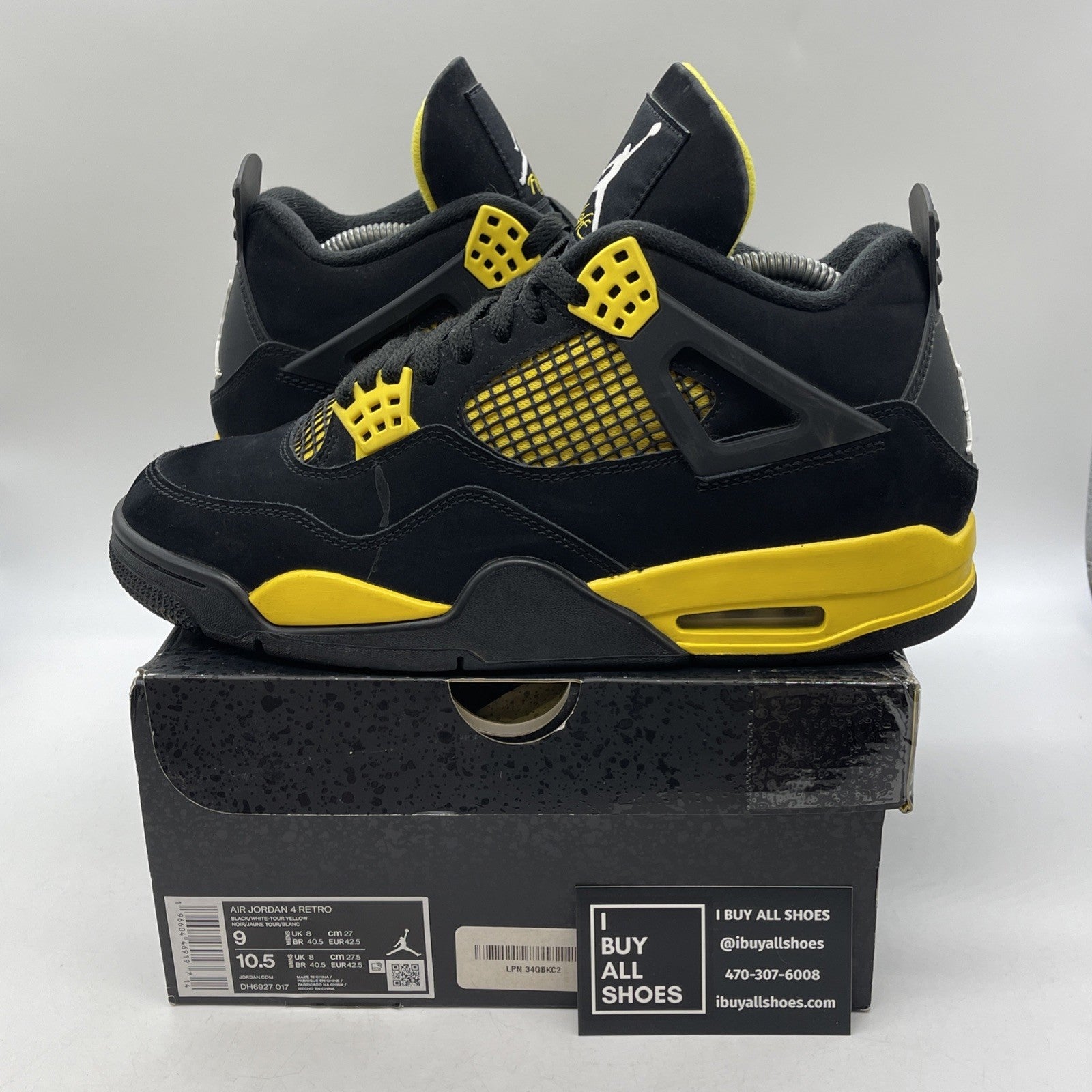 Size 9 - Jordan 4 Retro Mid Thunder Yellow Black Suede (DH6927-017)
