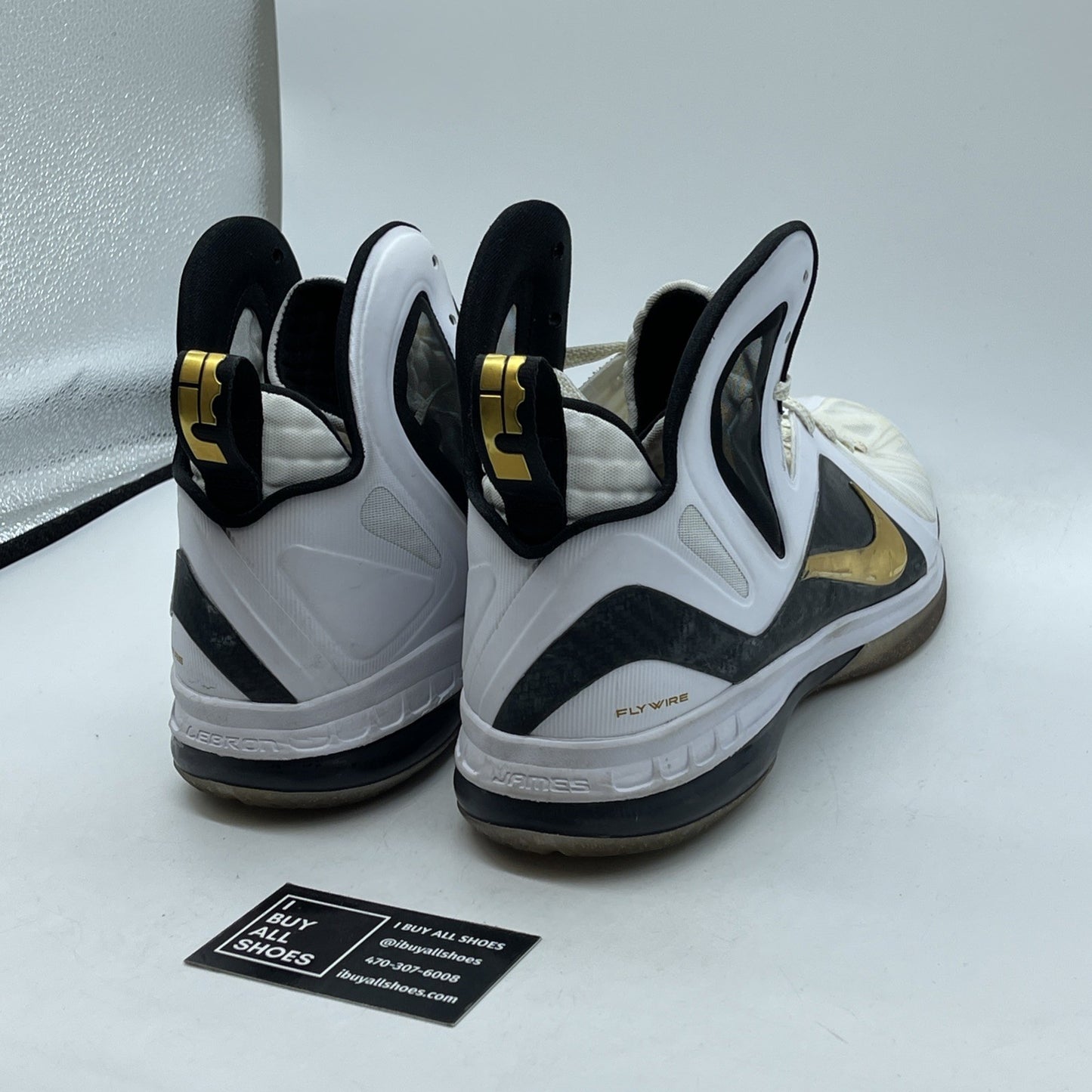Size 13 - Nike LeBron 9 P.S. Elite Home White Gold Leather (516958-100)