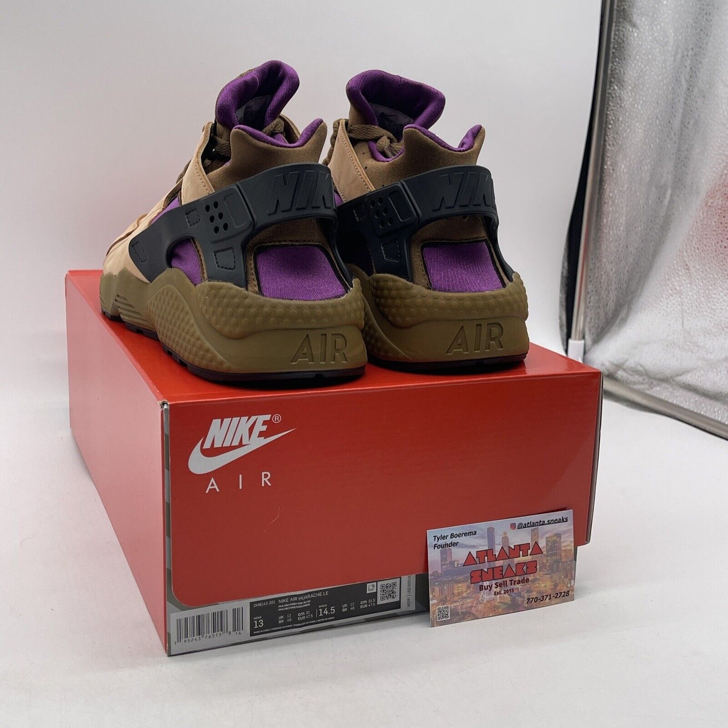 Size 13 - Nike Air Huarache LE Praline Brown Black Suede Leather (DH8143-201)