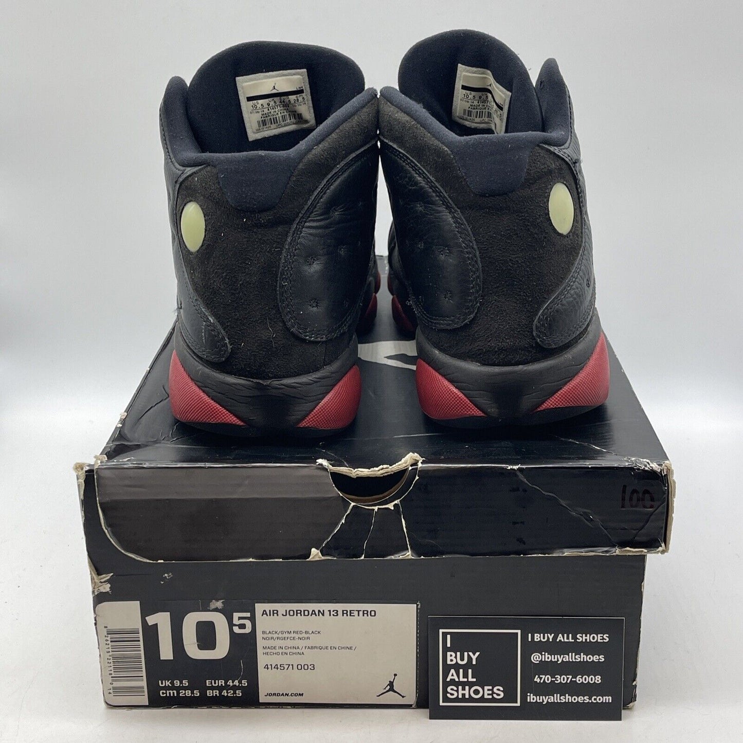 Size 10.5 - Air Jordan 13 Retro Dirty Bred Red Black Suede Leather (414571-003)