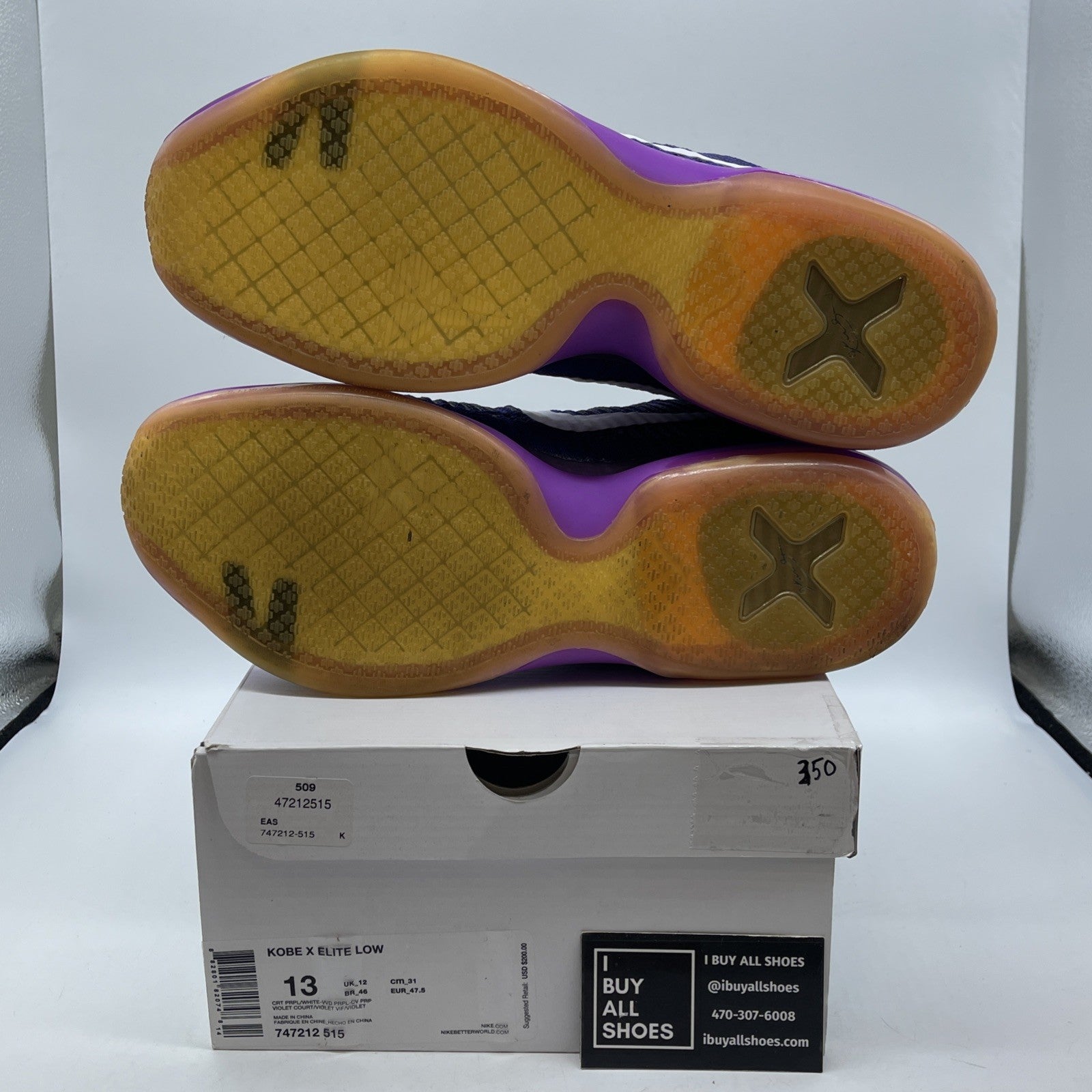 Size 13 - Nike Kobe 10 Elite Draft Pick White Purple Suede (747212-515)