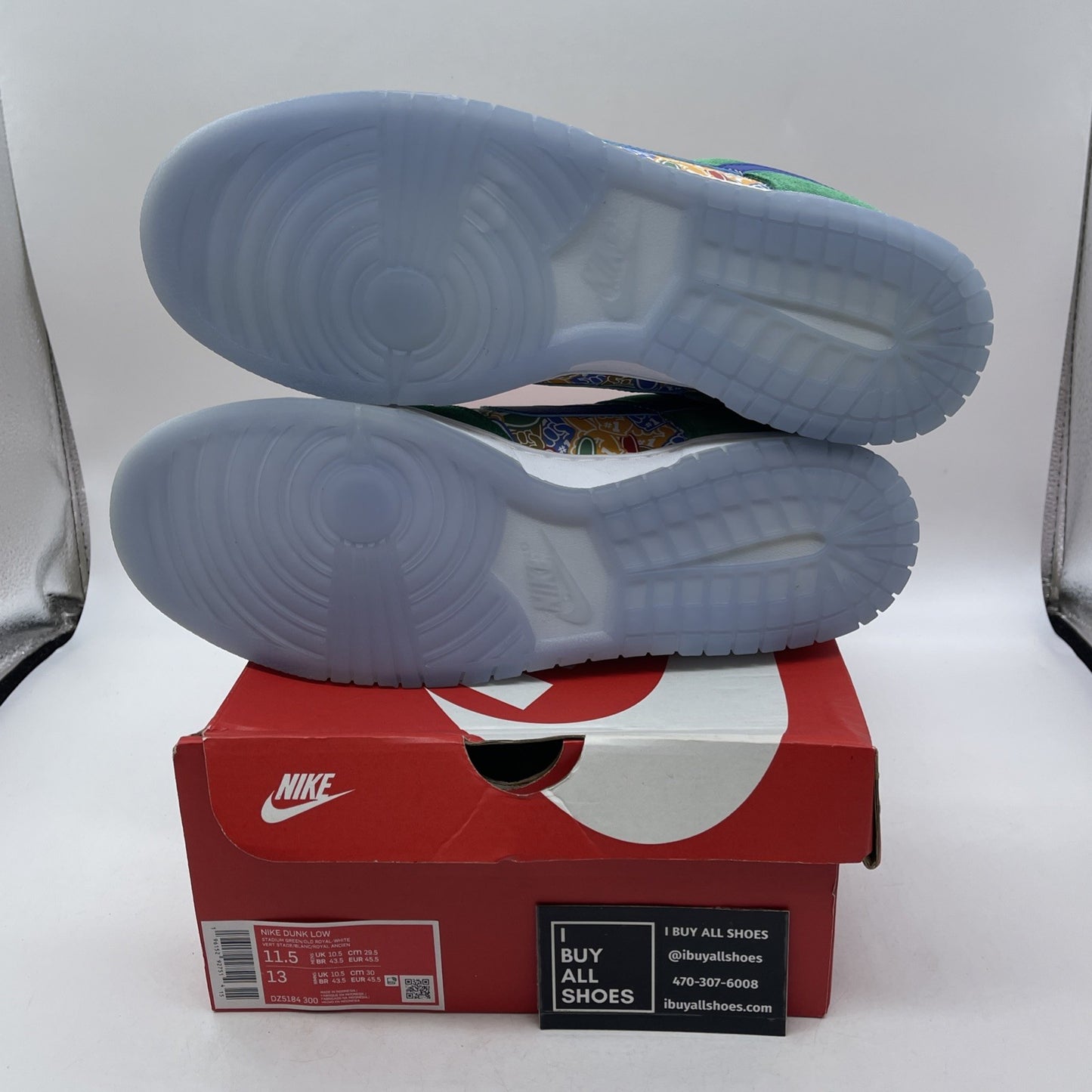Size 11.5 - Nike Dunk Low Foam Finger Green Suede Lethe (DZ5184-300)