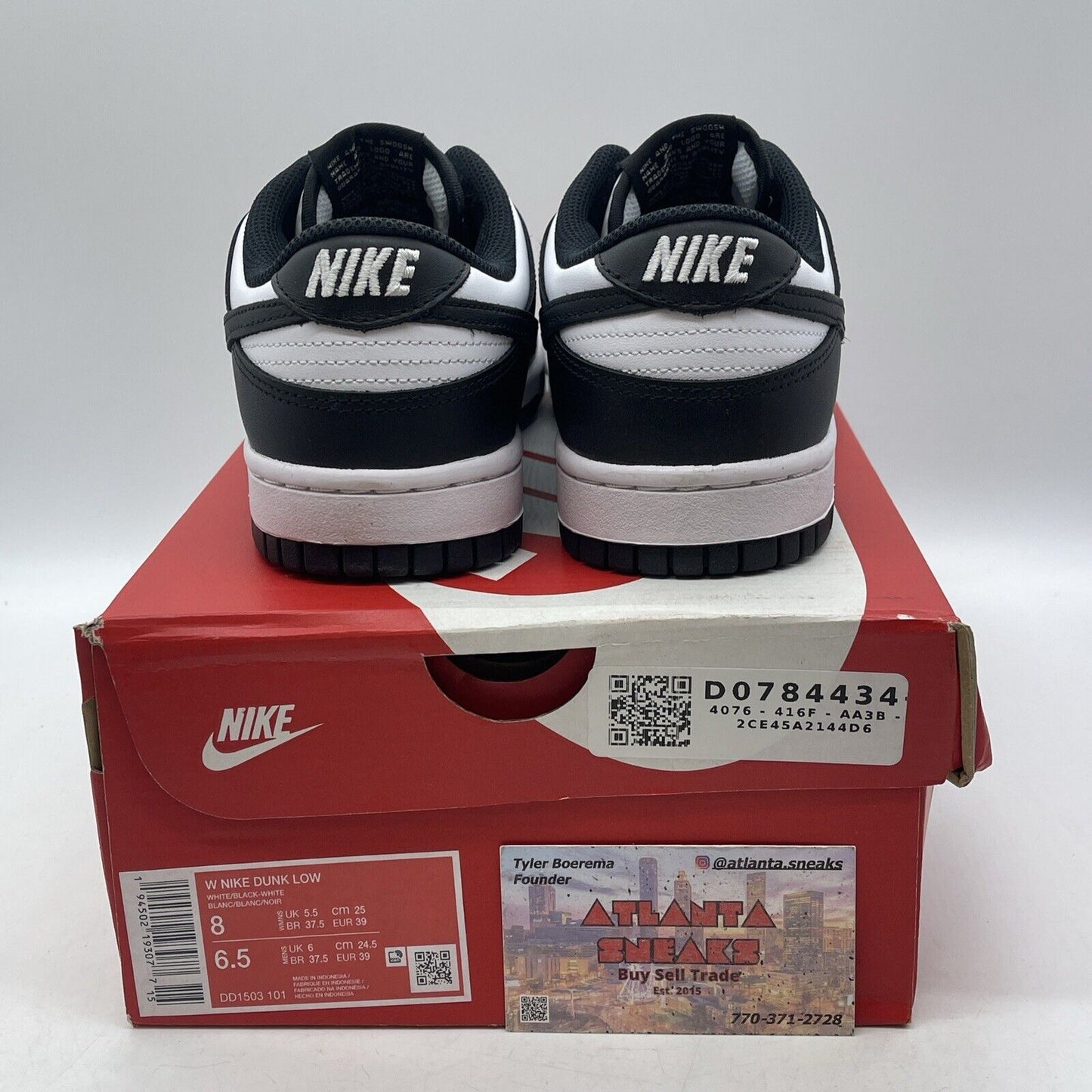 Size 8W - Nike Dunk Low Black White Leather (DD1503-101)