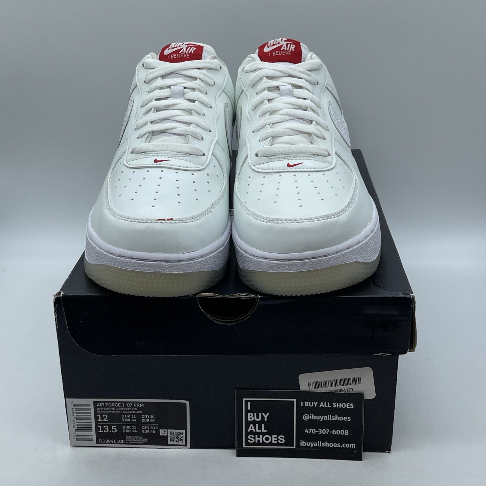Size 12 - Nike Air Force 1 Low I Believe Daruma White Red Leather (DD9941-100)
