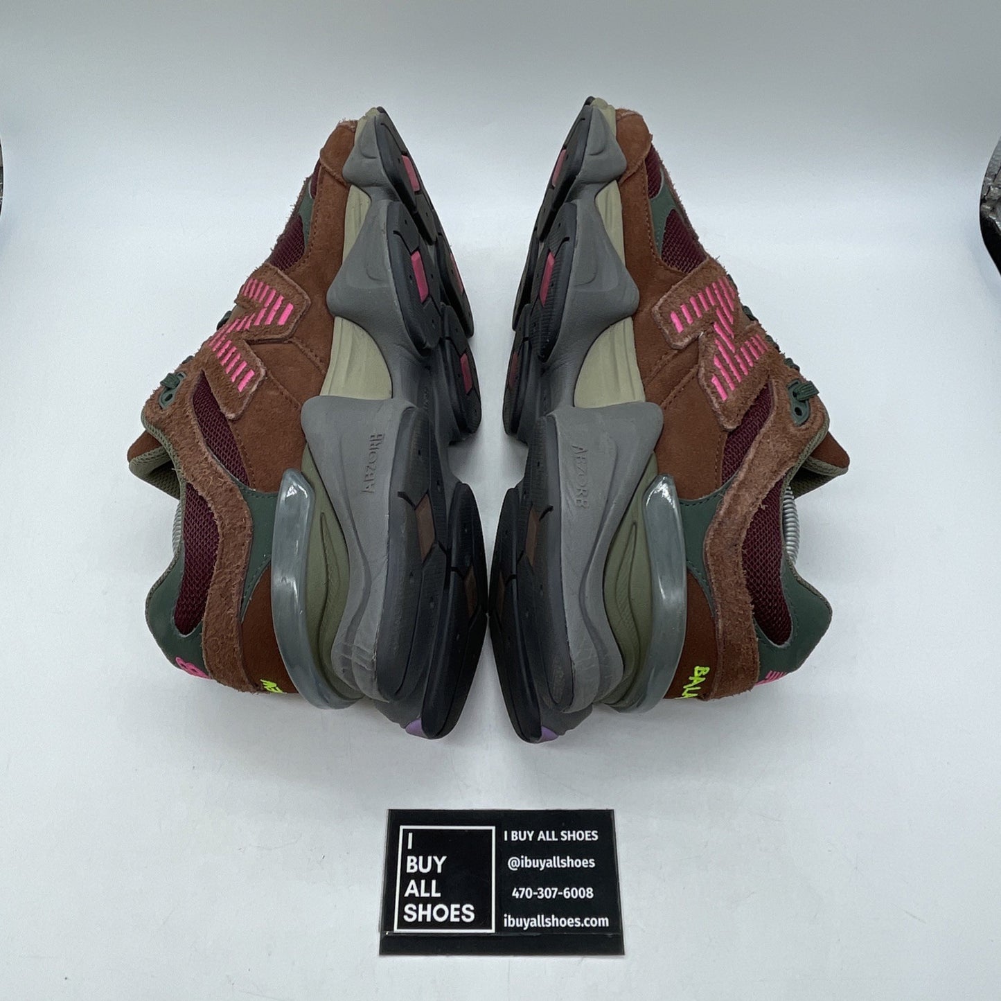 Size 9.5 - New Balance 9060 Burgundy Pink Brown Green Suede (U9060BUR)