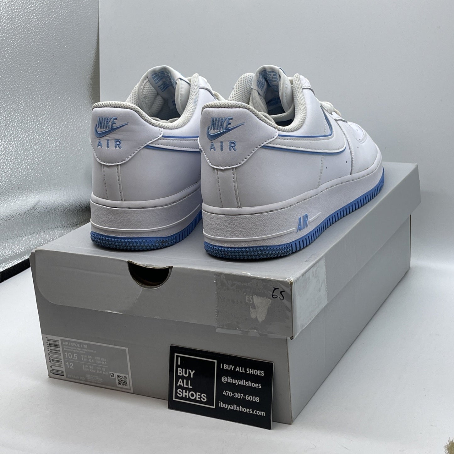 Size 10.5 - Nike Air Force 1 '07 White University Blue White (DV0788-101)