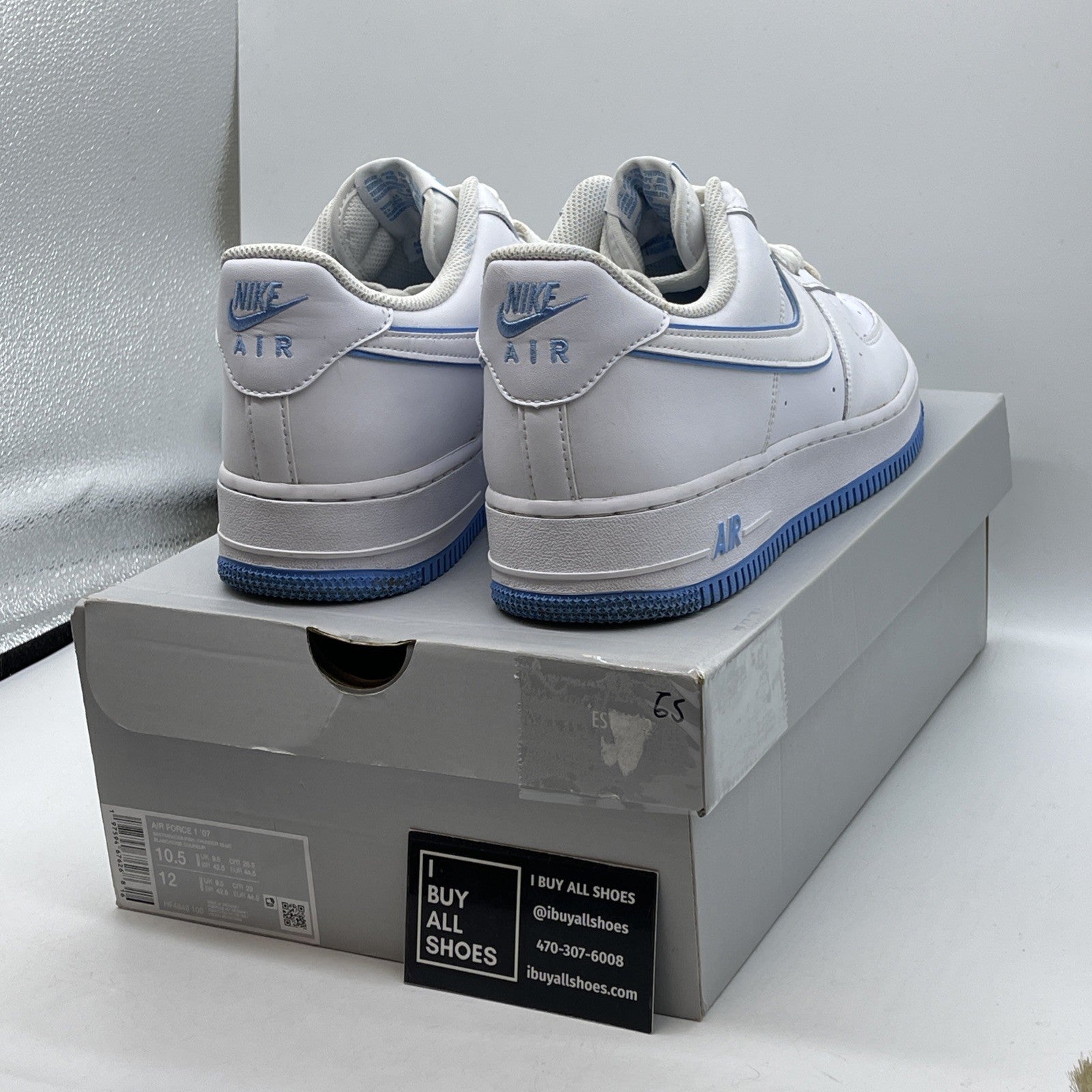 Size 10.5 - Nike Air Force 1 '07 White University Blue White (DV0788-101)