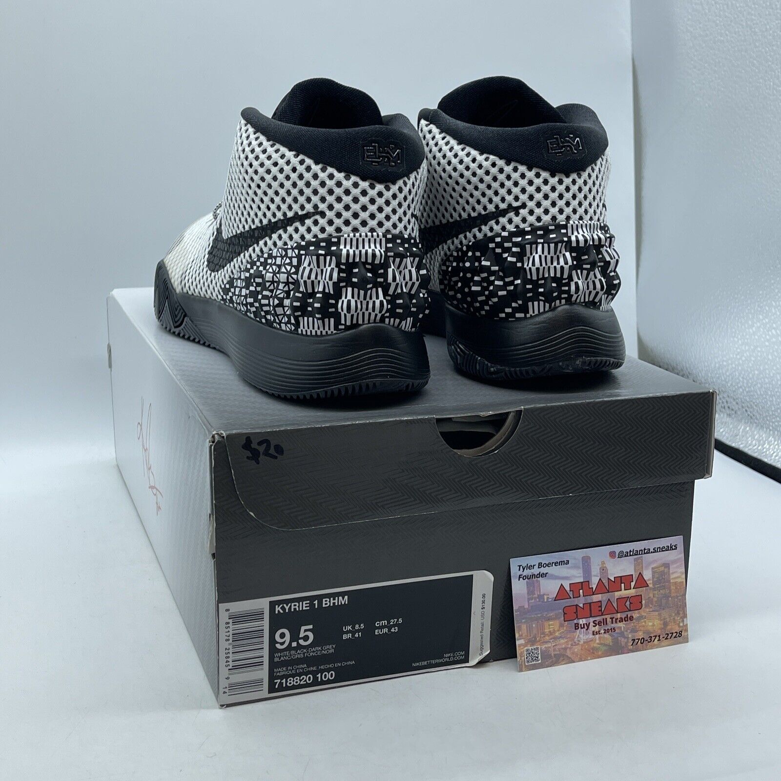 Size 9.5 - Nike Kyrie 1 BHM Black White Suede Leather (718820-100)