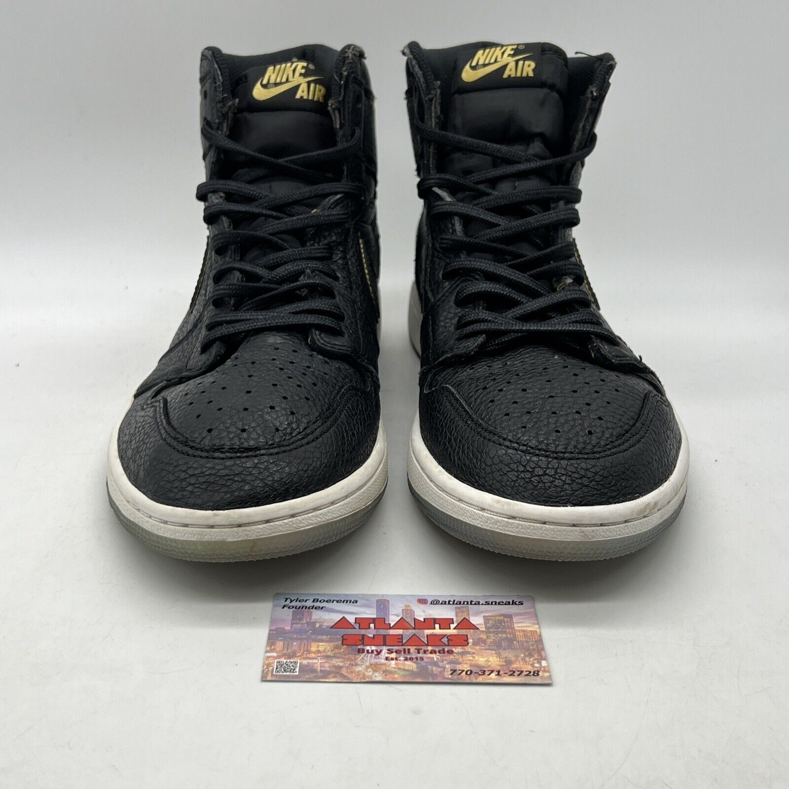 Size 13 - Air Jordan 1 Retro High City of Flight Black Gold Leather (555088-031)