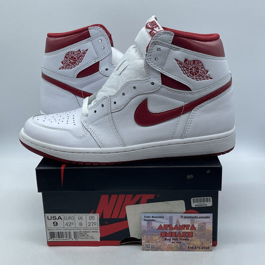 Size 9 - Air Jordan 1 Retro OG High Metallic Red White Leather (555088-103)
