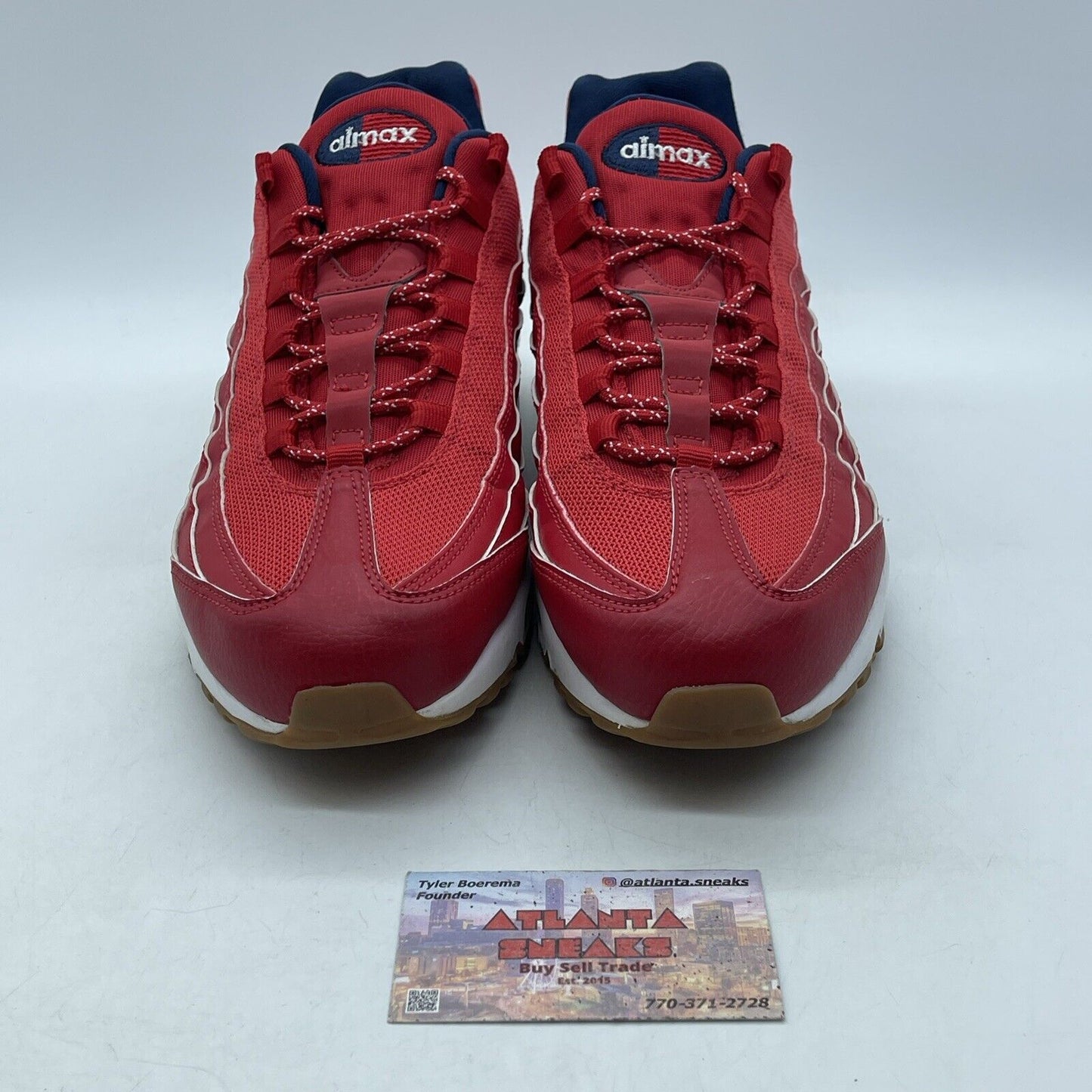 Size 9.5 - Nike Air Max 95 Premium USA Red White Suede Leather (538416-614)