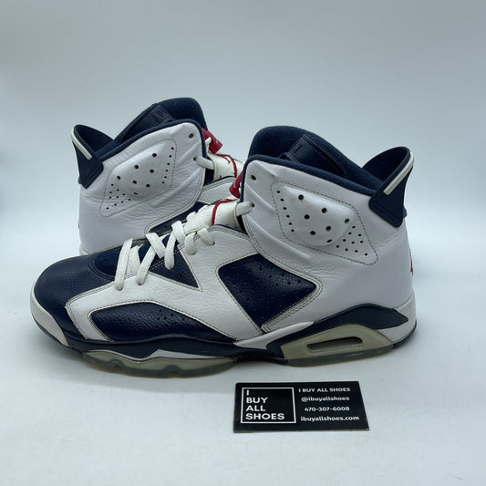 Size 11.5 - Air Jordan 6 Retro 2012 Olympic White Blue Leather (384664-130)
