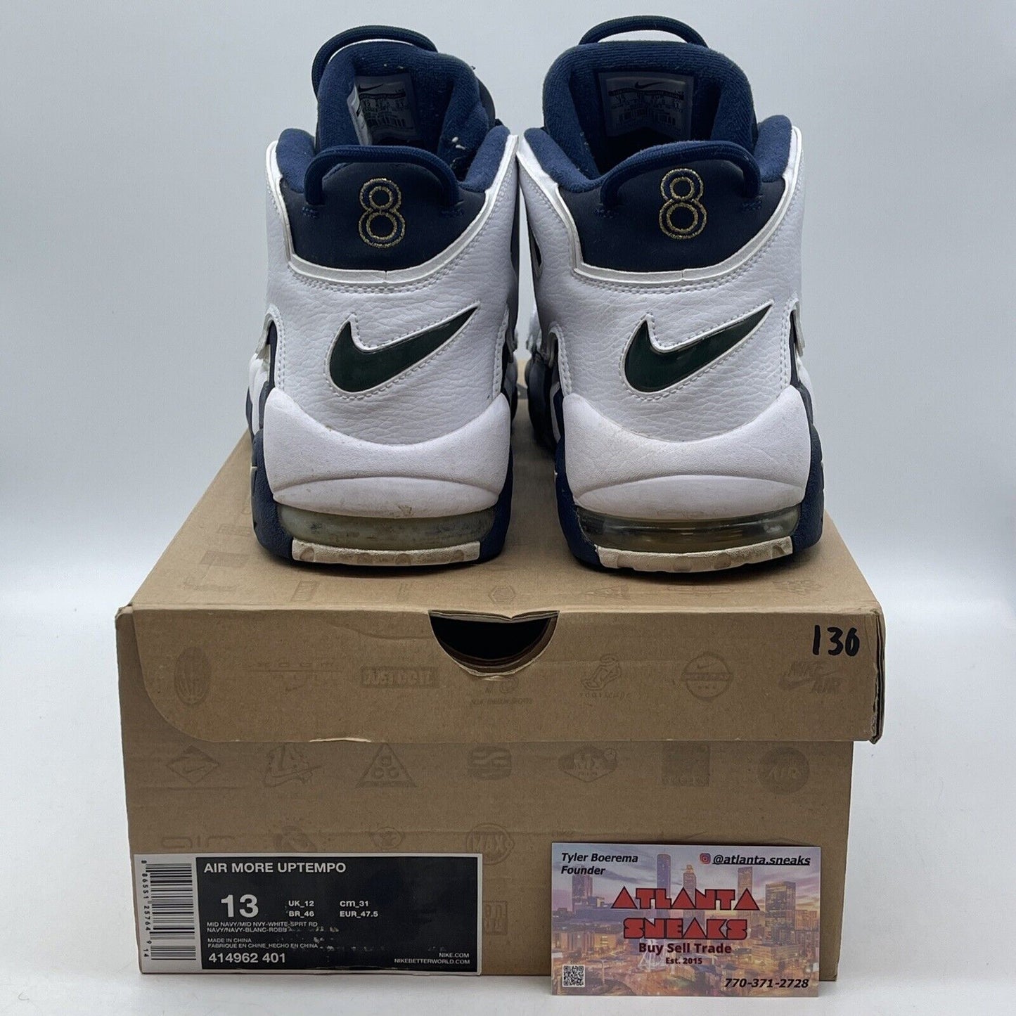 Size 13 - Nike Air More Uptempo 2012 Olympic White Blue Leather Suede 414962-401