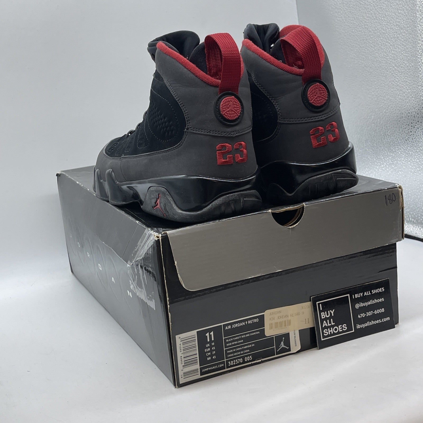 Size 11 - Air Jordan 9 Retro 2010 Charcoal Grey Black Suede (302370-005)