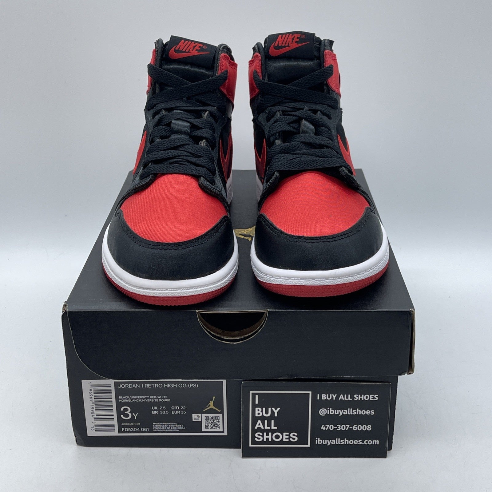 Size 3Y (PS) - Jordan 1 High Retro OG Satin Bred Red Black Suede (FD5304-061)