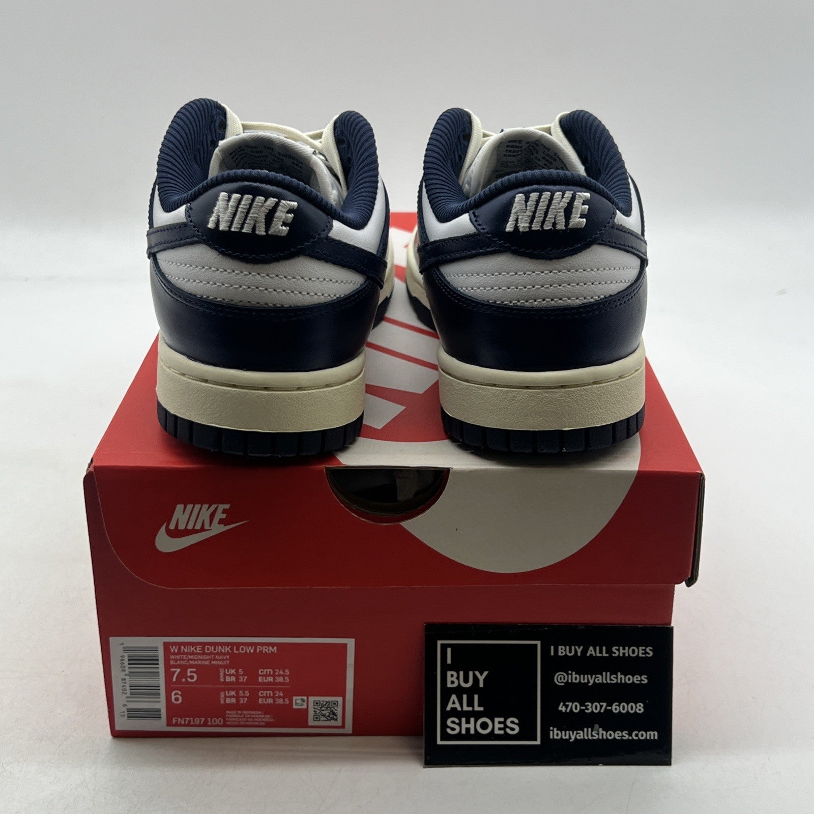 Size 7.5 - Nike Dunk Premium Low Vintage Navy W (FN7197-100)