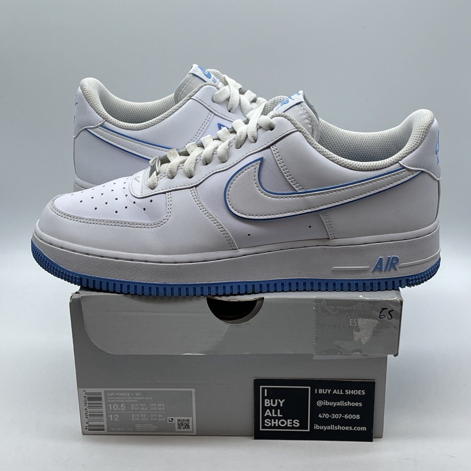Size 10.5 - Nike Air Force 1 '07 White University Blue White (DV0788-101)