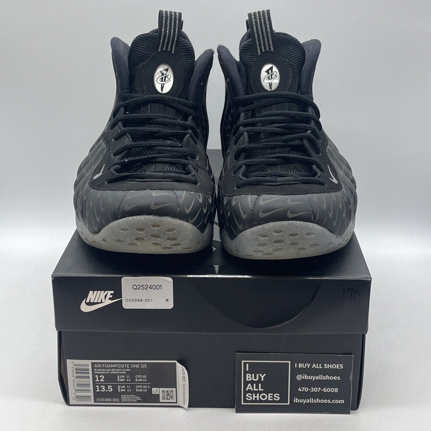 Size 12 - Nike Air Foamposite One Swoosh Black Suede Leather (CV0369-001)