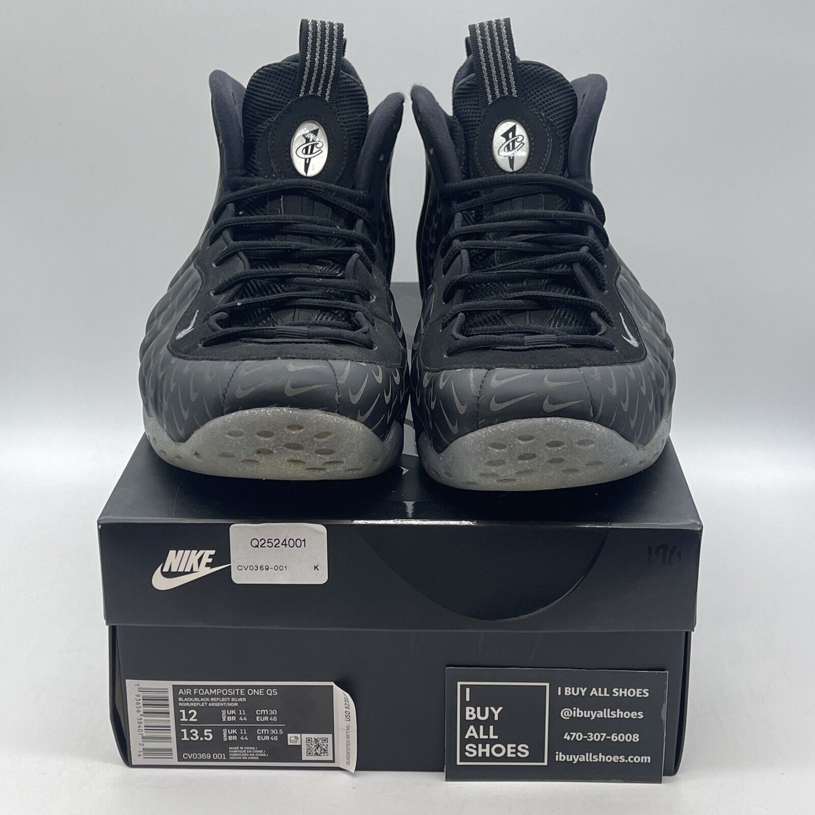 Size 12 - Nike Air Foamposite One Swoosh Black Suede Leather (CV0369-001)