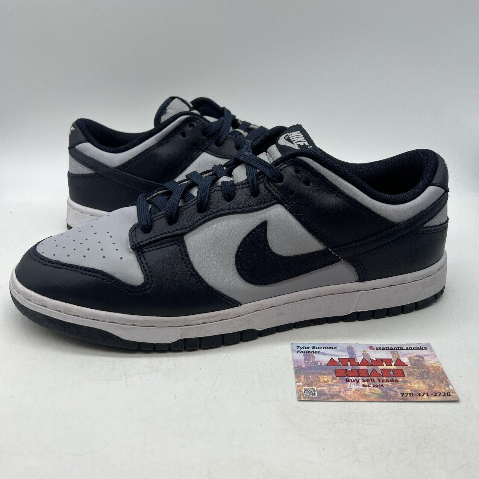 Size 12 - Nike Dunk Low Georgetown Navy Grey Leather (DD1391-003)