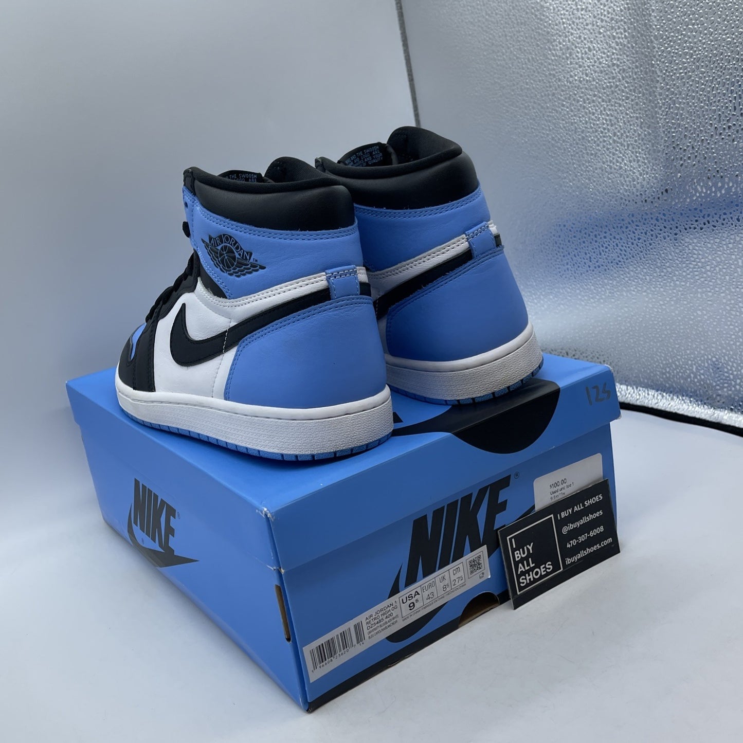 Size 9.5 - Jordan 1 Retro OG High UNC Toe Blue Black White Leather (DZ5485-400)