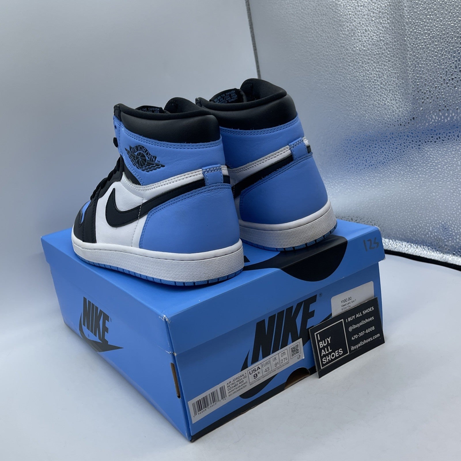 Size 9.5 - Jordan 1 Retro OG High UNC Toe Blue Black White Leather (DZ5485-400)