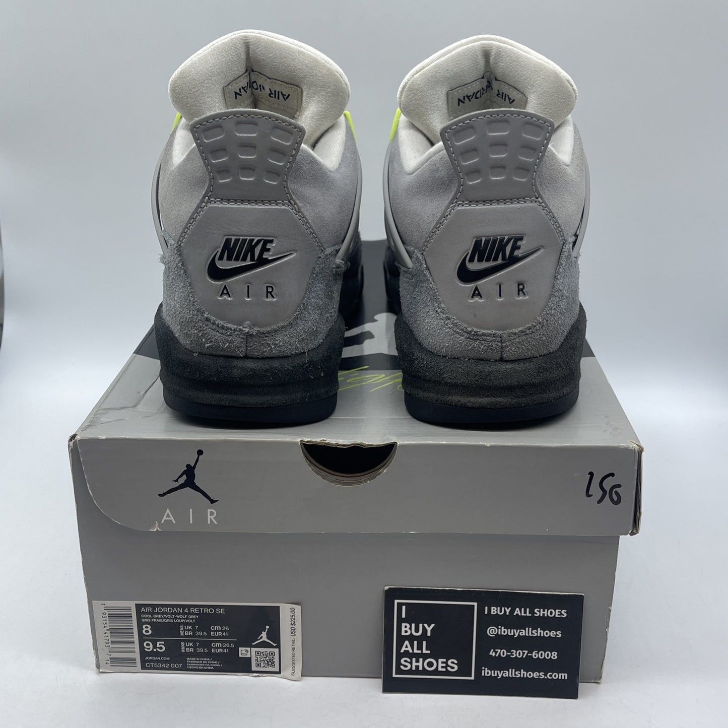Size 8 - Jordan 4 Retro SE Mid Neon 95 Grey Black Suede (CT5342-007)