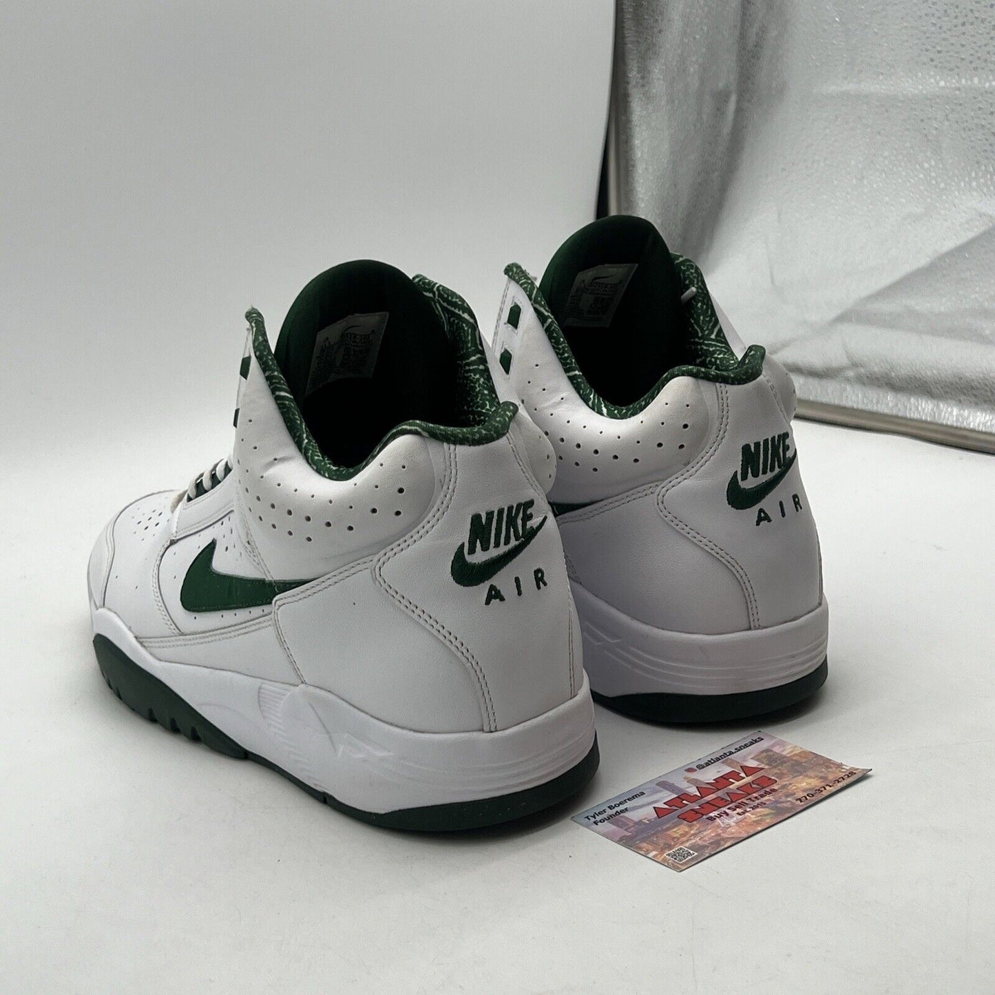 Size 11.5 - Nike Air Flight Lite Mid White Gorge Green Leather (DJ2518-103)