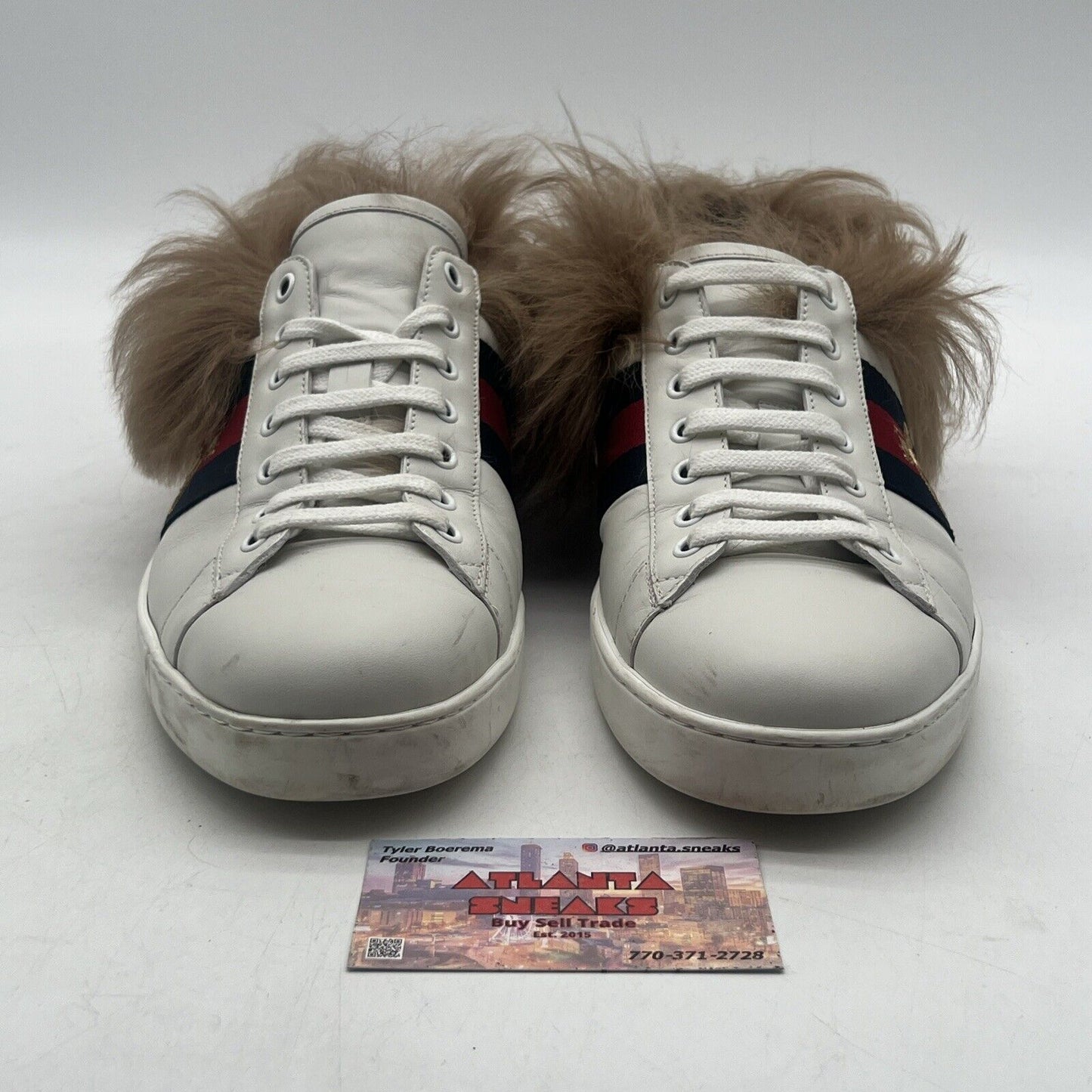 Size 9W - Wmns Gucci Ace Sneaker Wool White Red Navy Leather